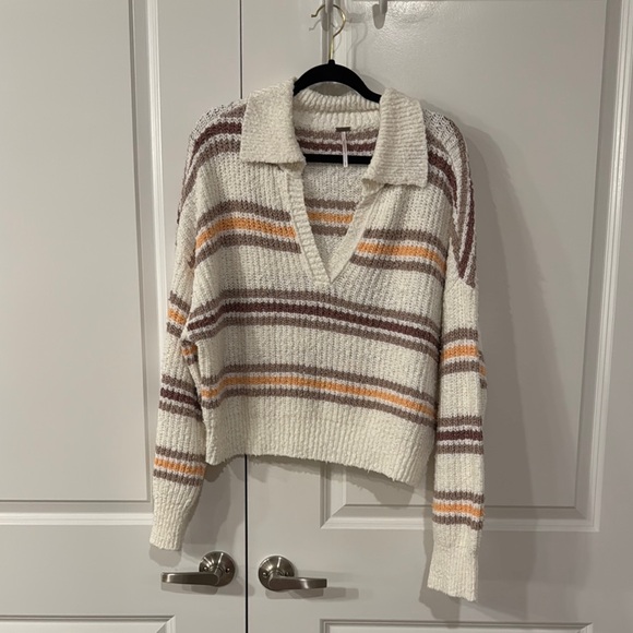 Free People Sweaters - Never worn Free People Striped Knit Collared Sweater size S